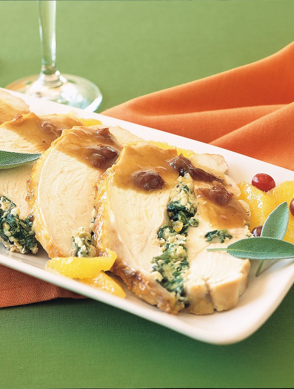 Roasted Turkey Breast with Spinach Stuffing