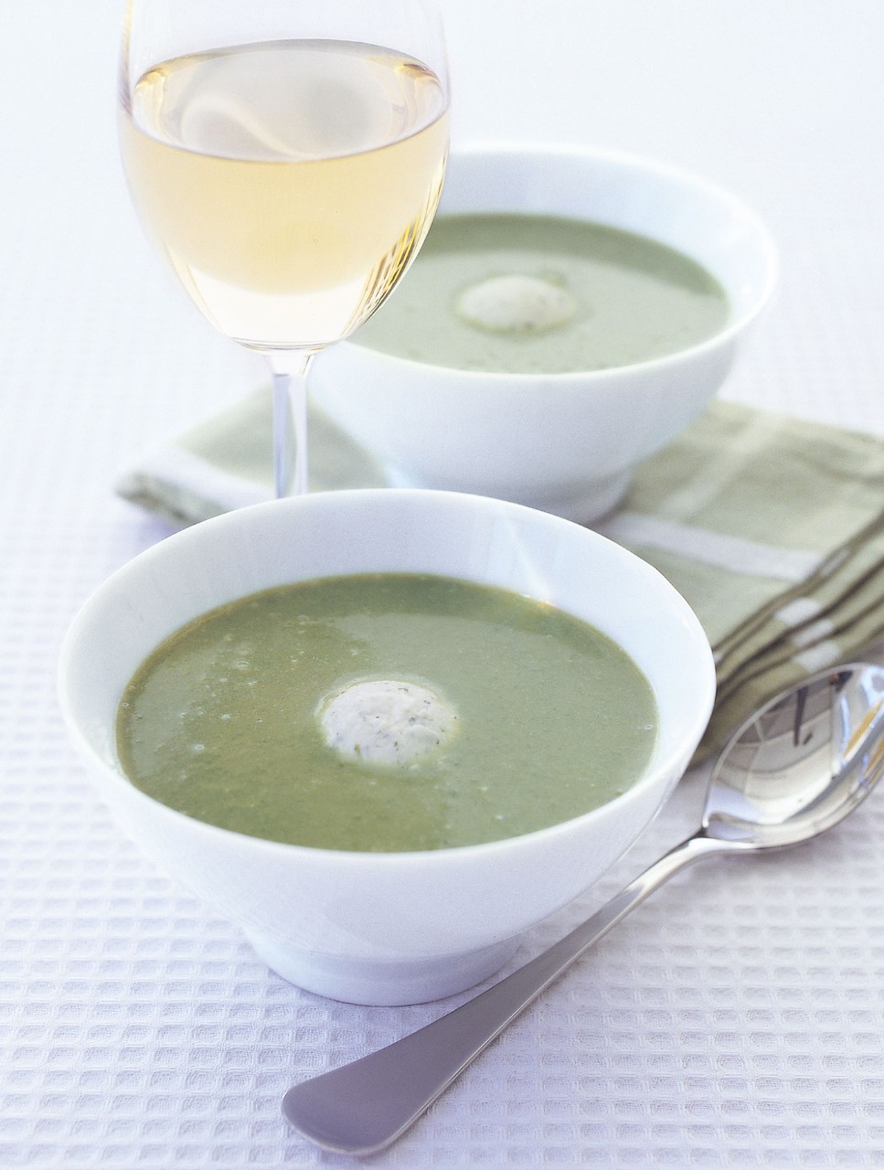 Green Pea Soup with Mint Gelato