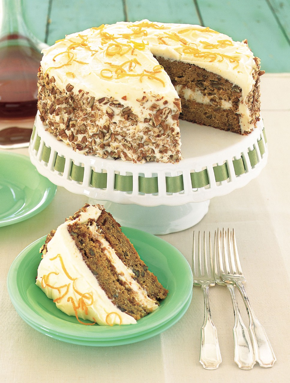 Honey Butter Carrot Cake With Toasted Pecans and Citrus Cream Cheese Icing