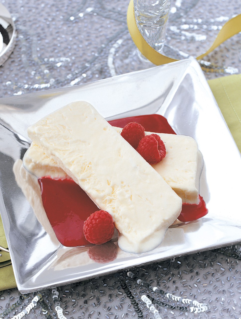 Champagne Parfait with Raspberry Sauce