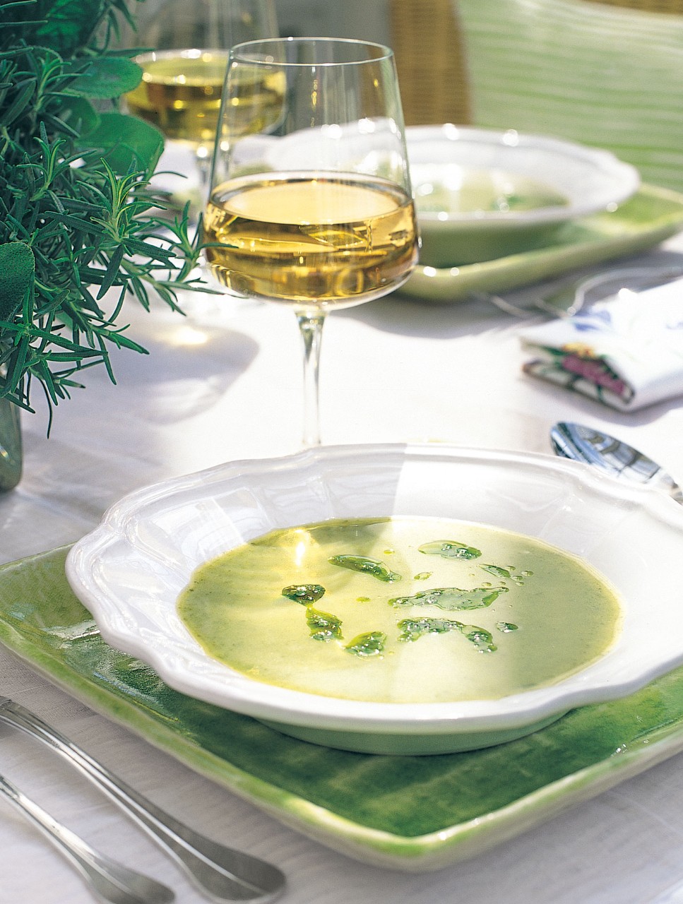 Sorrell and Chive Soup with Chive Oil