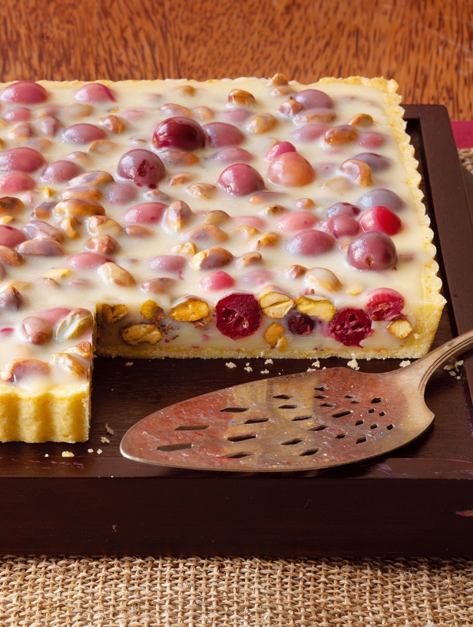 White Chocolate Cranberry Tart with Toasted Pistachios