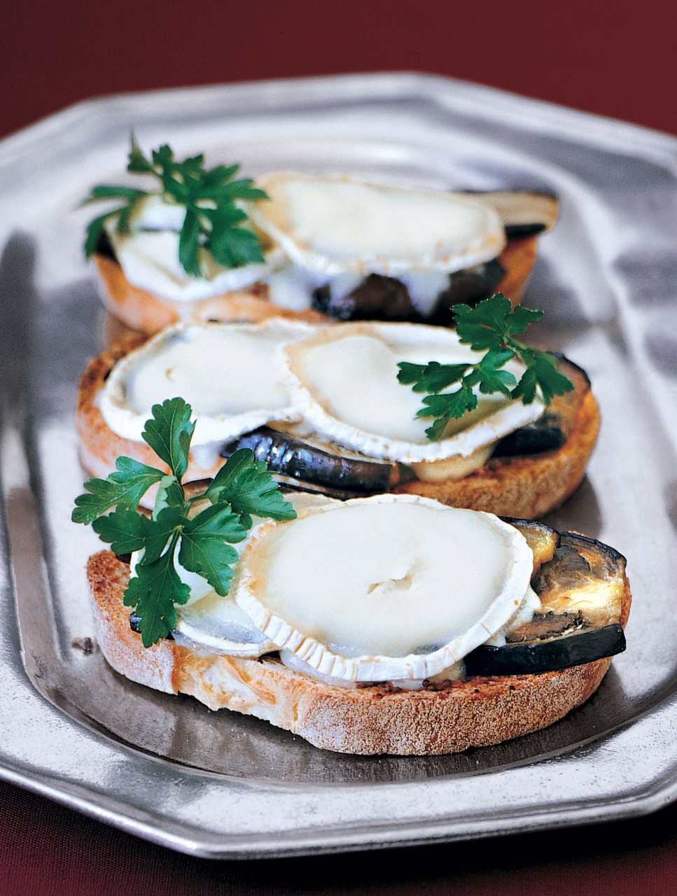 Goat Cheese Toasts with Eggplant Confit