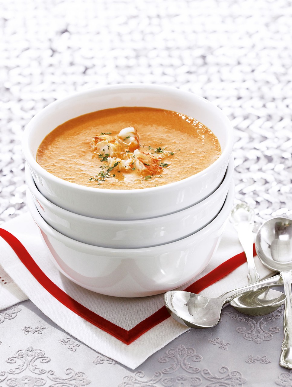 Tomato Bisque with Roasted Lobster