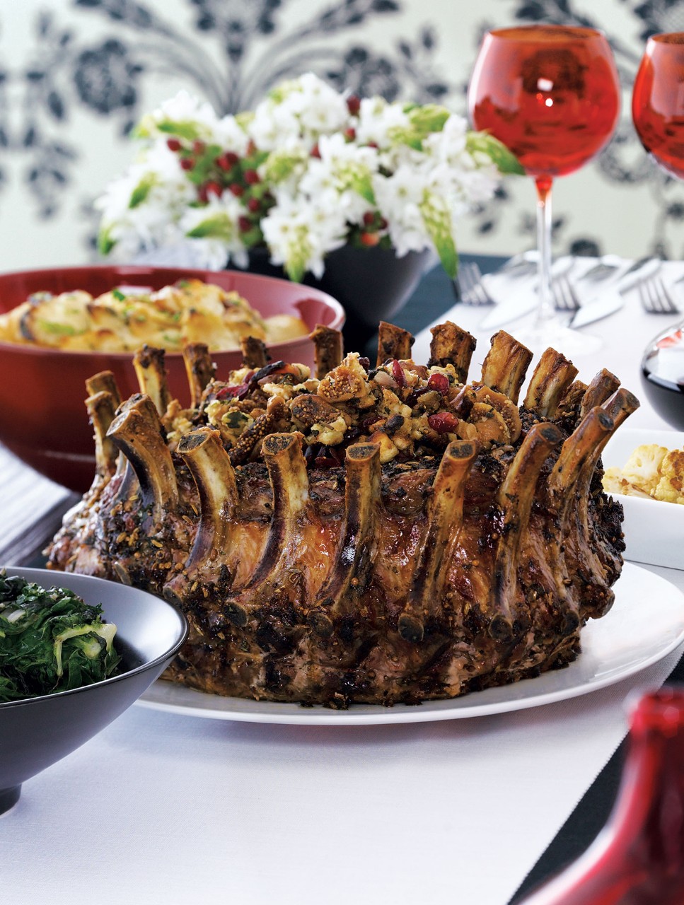 Slow Roast Crown of Pork with Fig, Cranberry Stuffing