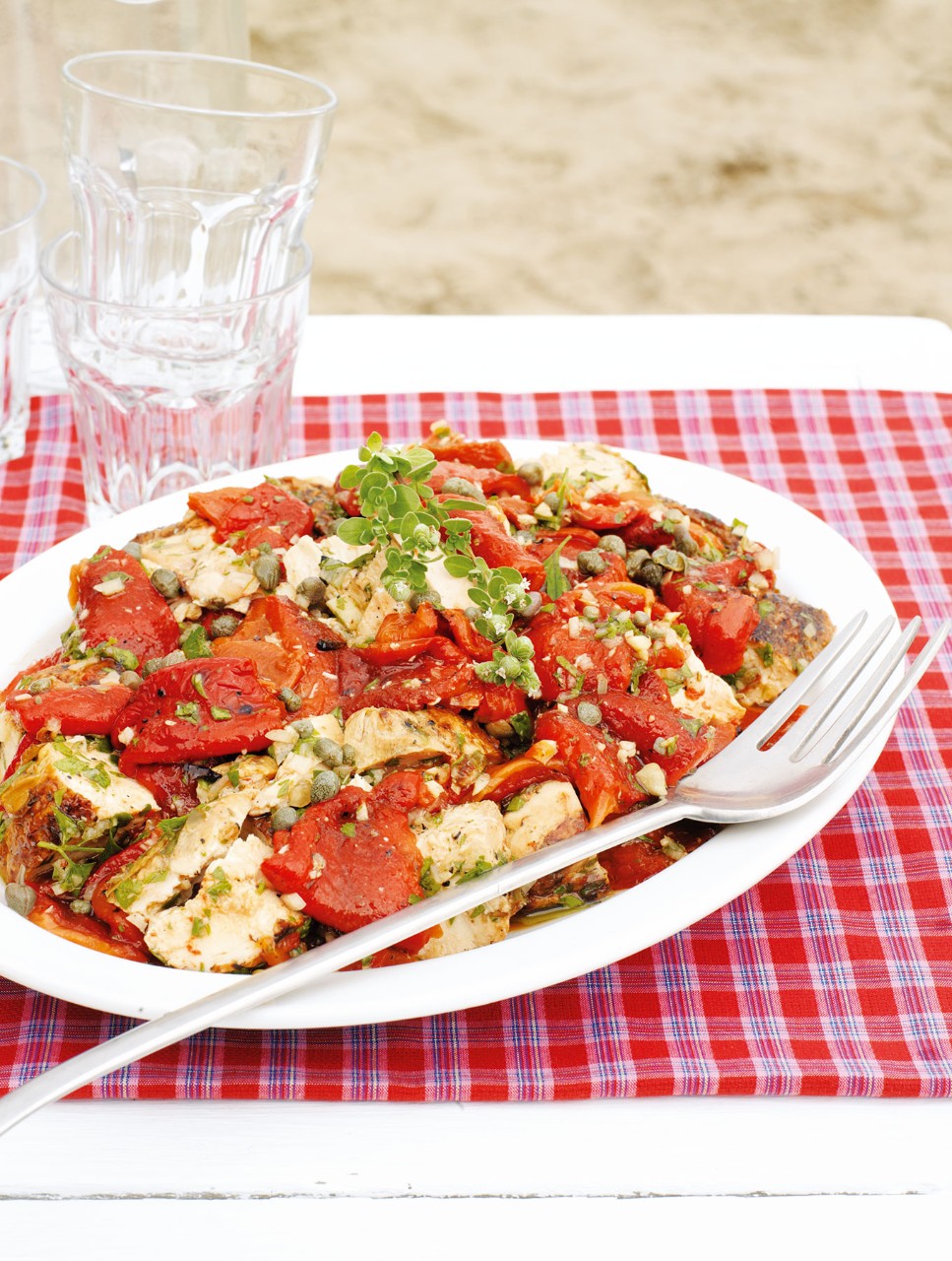 Roasted Pepper Salad with Chicken