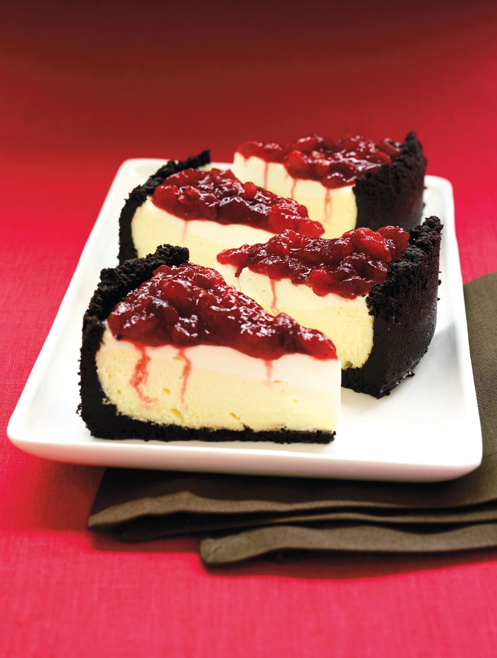 Brandied Cranberry Sour Cream Cheesecake