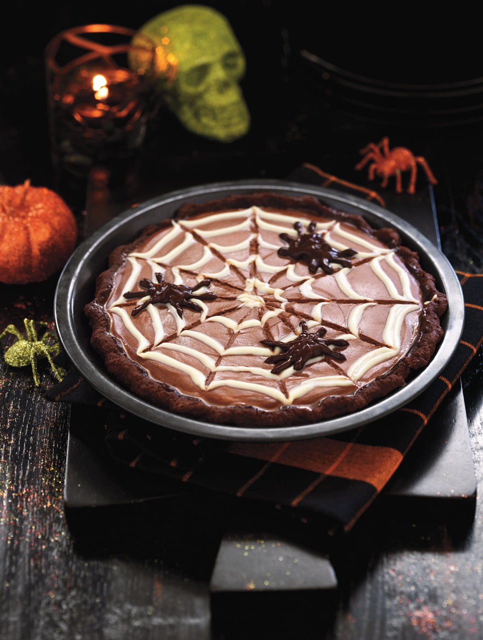 Chocolate Spiderweb Chocolate Cream Pie