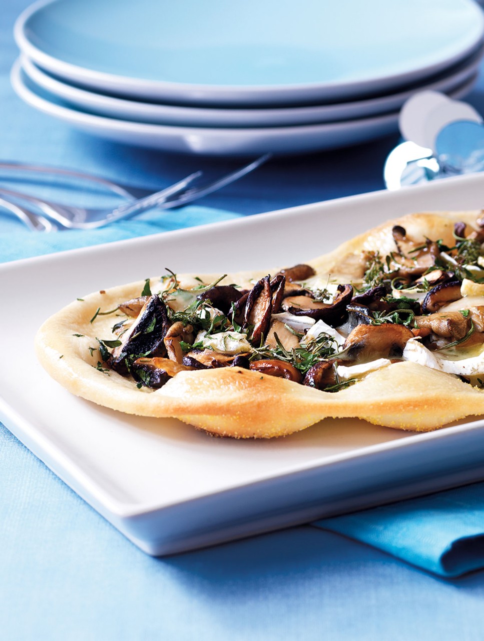 White Pizzas With Brie, Wild Mushrooms and Herbs