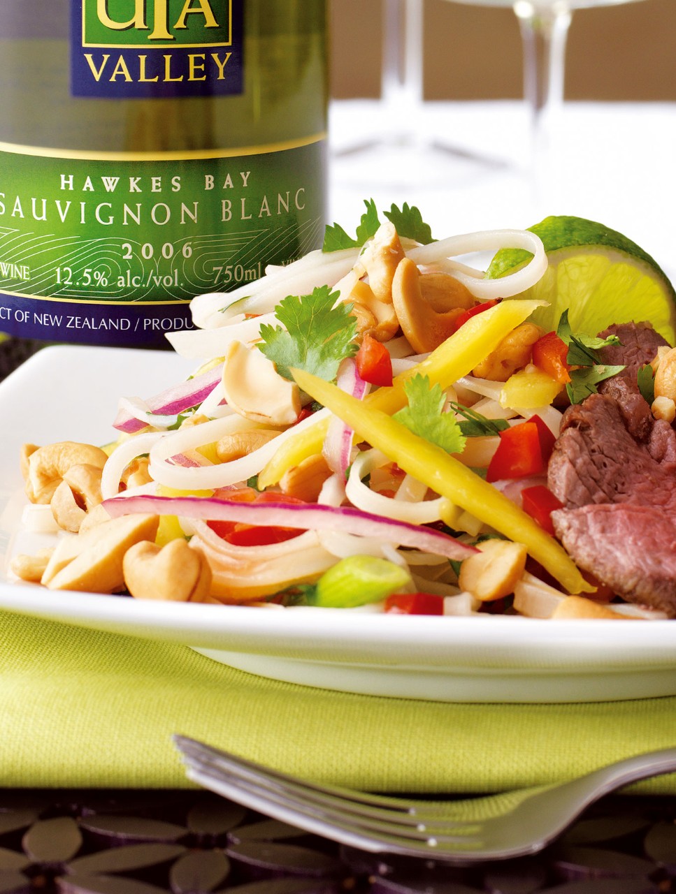 Thai Beef and Mango Salad on Rice Noodles
