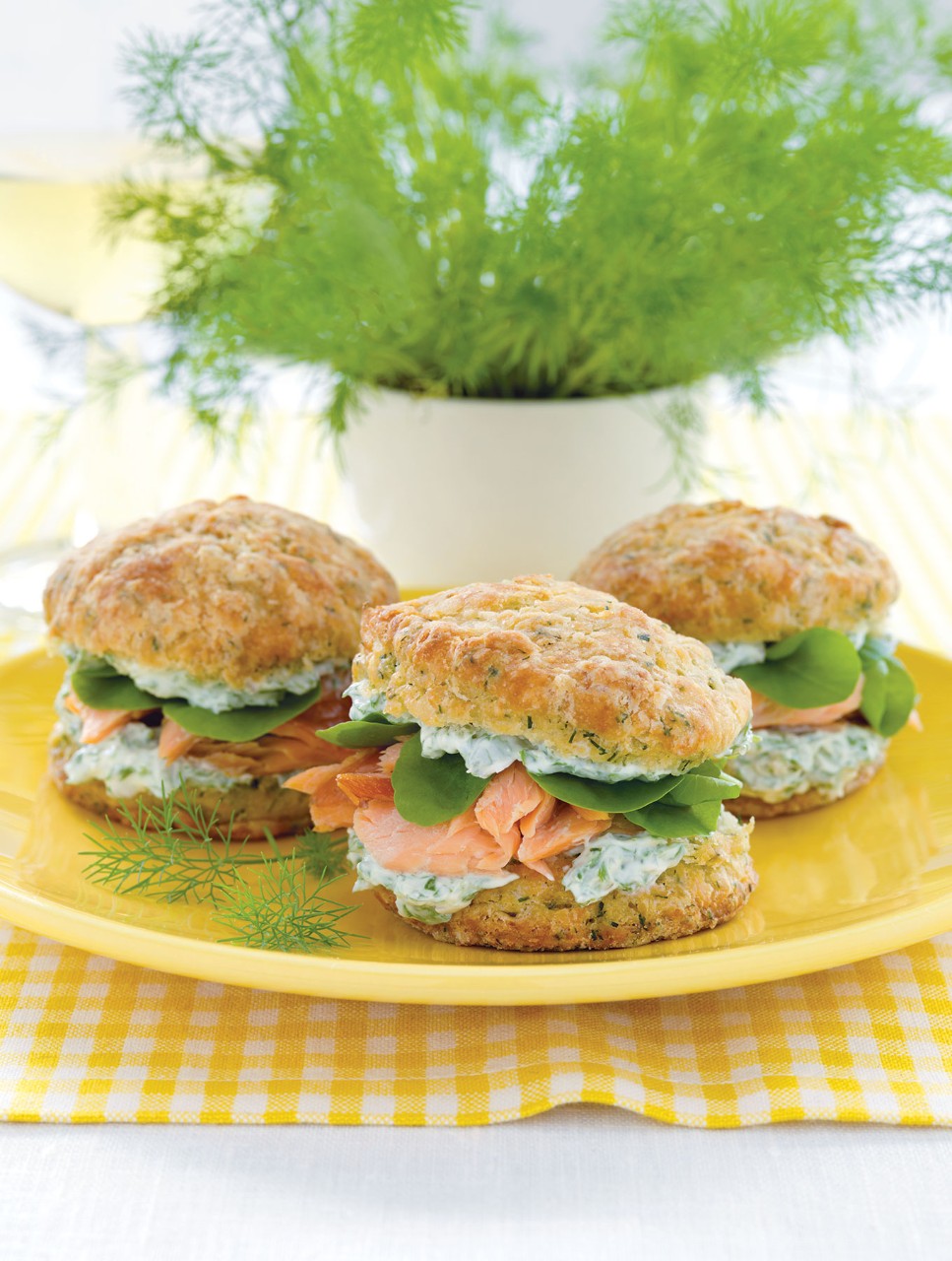 Fresh Dill Biscuits with Smoked Trout and Watercress Crème Fraîche