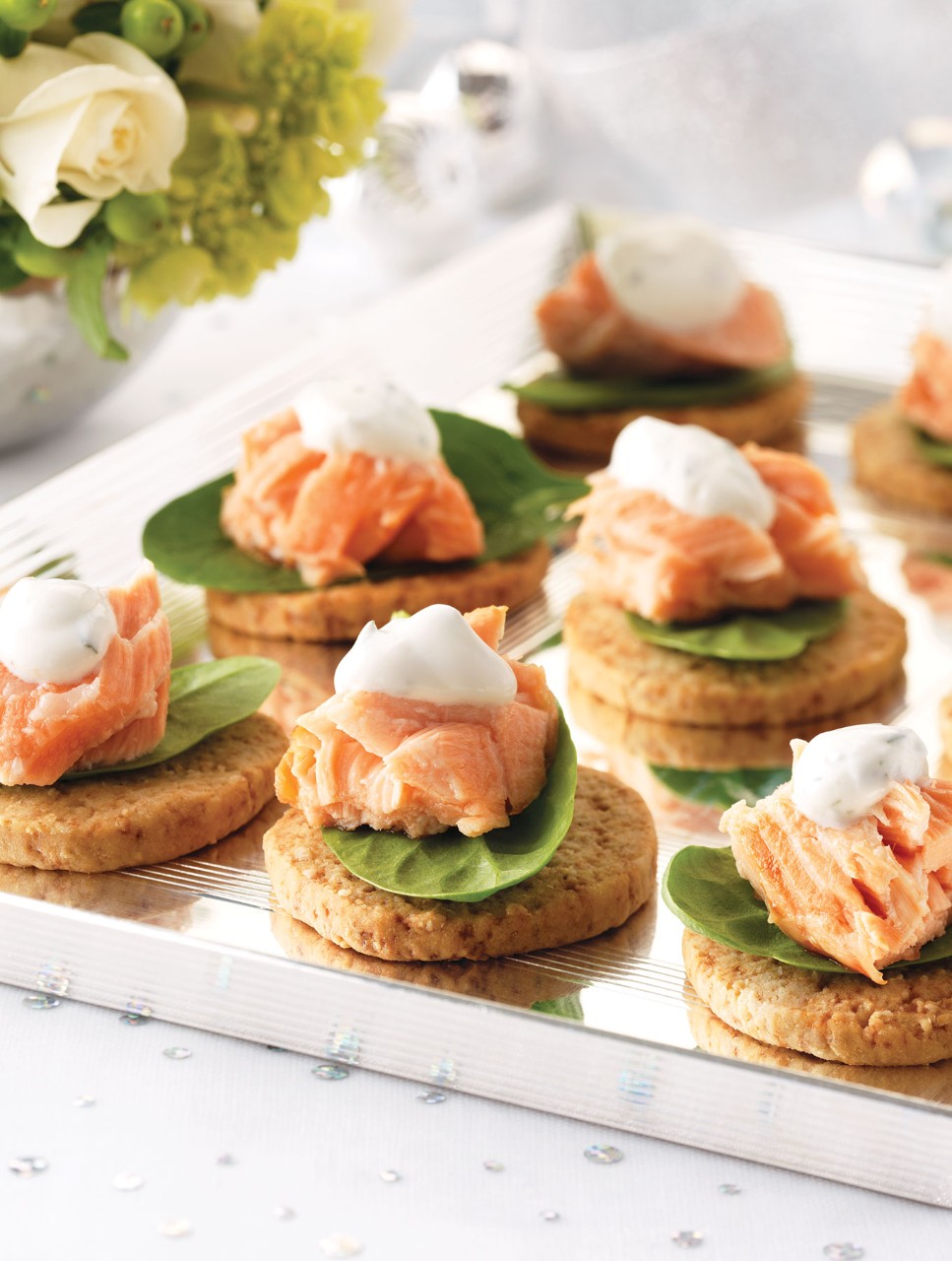 Gin-Mopped Salmon on Oat Biscuits