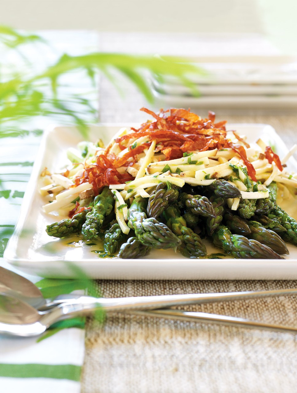 Asparagus and King Mushroom Salad with Crisp Prosciutto