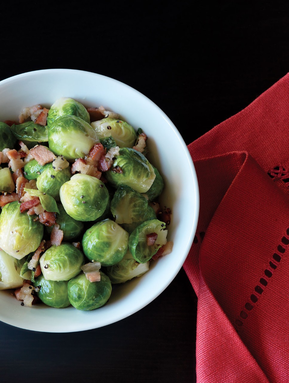 Glazed Brussels Sprouts with Whisky & Double-Smoked Bacon