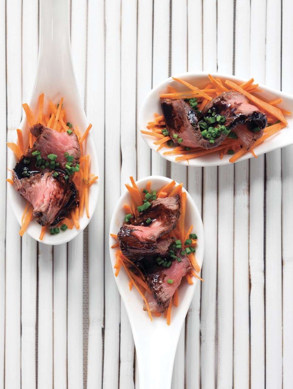 Strip-Loin Spoons with Balsamic Reduction