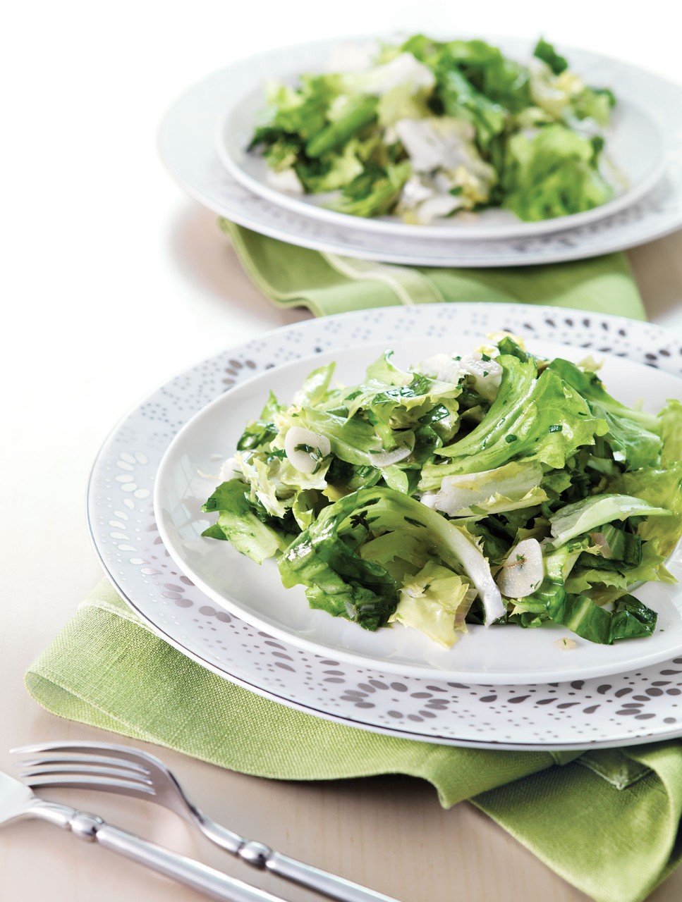 Raw and Cooked Escarole with Garlic and Herbs