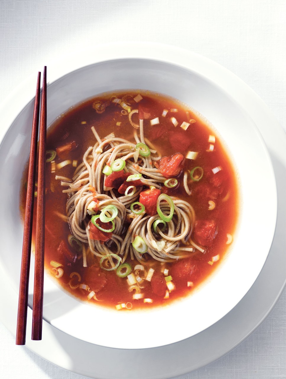 Soba Noodles with Diced Tomatoes & Green Onions