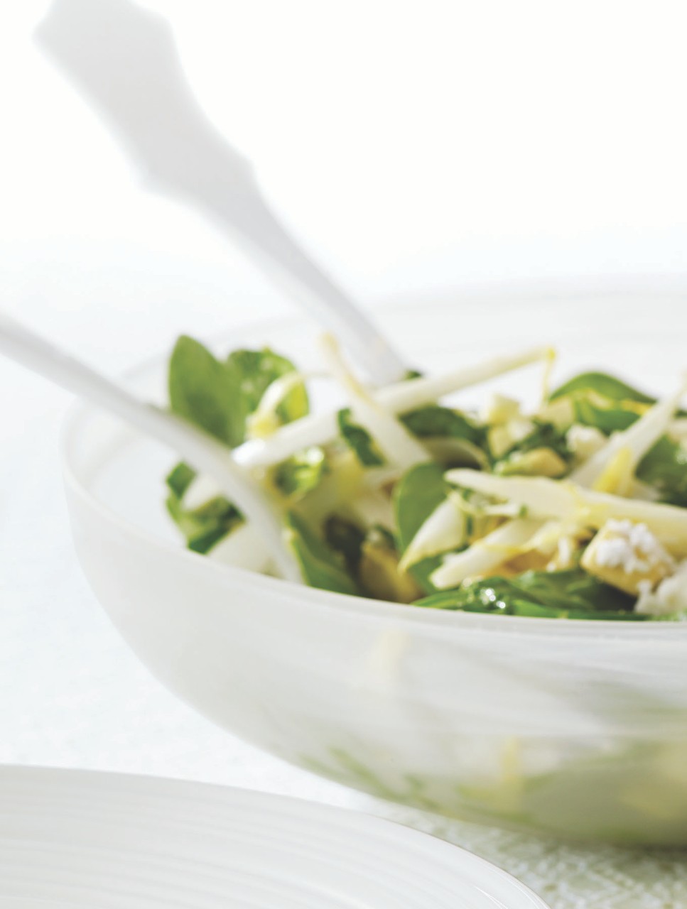 Baby Spinach, Avocado & Endive Salad with Honey-Lime Dressing