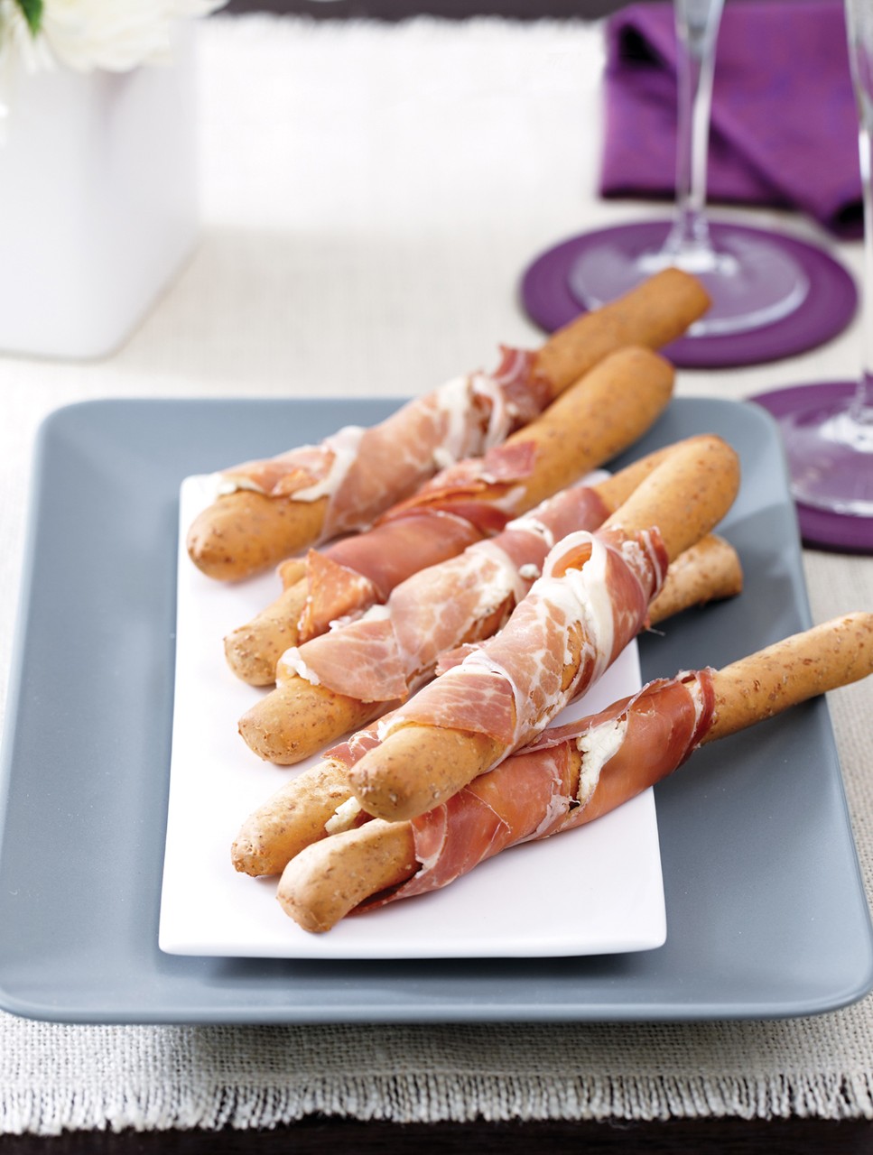 Boursin & Prosciutto-Wrapped Bread Sticks