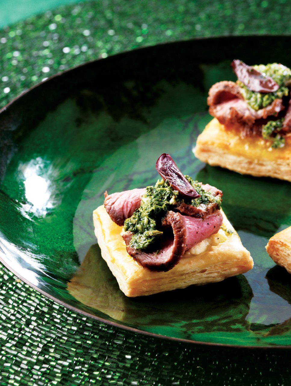 Minted Lamb Loin on Puff Pastry Squares