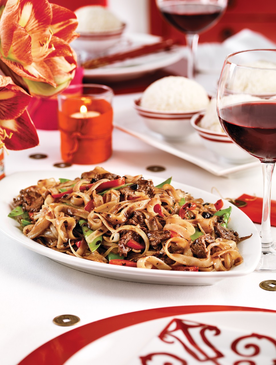 Stir-Fried Beef with Black Beans and Rice Noodles