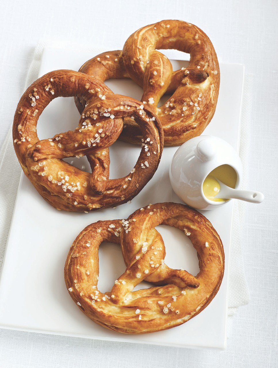 Chewy Pretzels with Yellow Mustard Dip