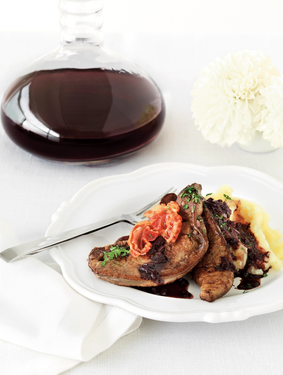 Seared Calf’s Liver with Pancetta and Red Wine Sauce