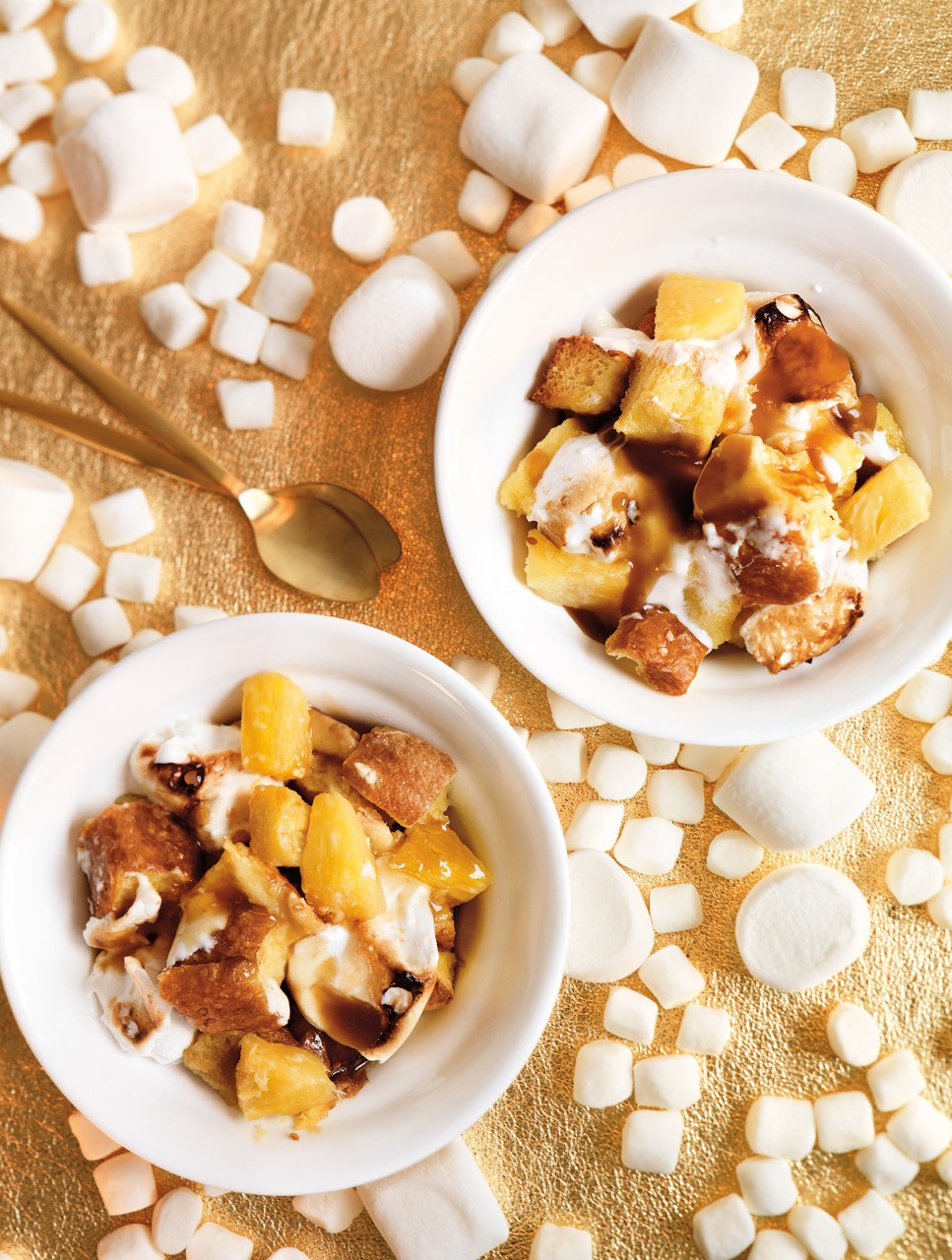 Tropical Bread Pudding with Salted Butter-Rum Sauce