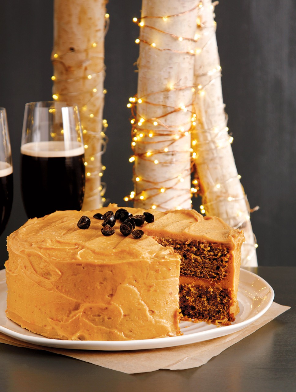 Dark & Spicy Gingerbread Cake with Dulce de Leche Frosting