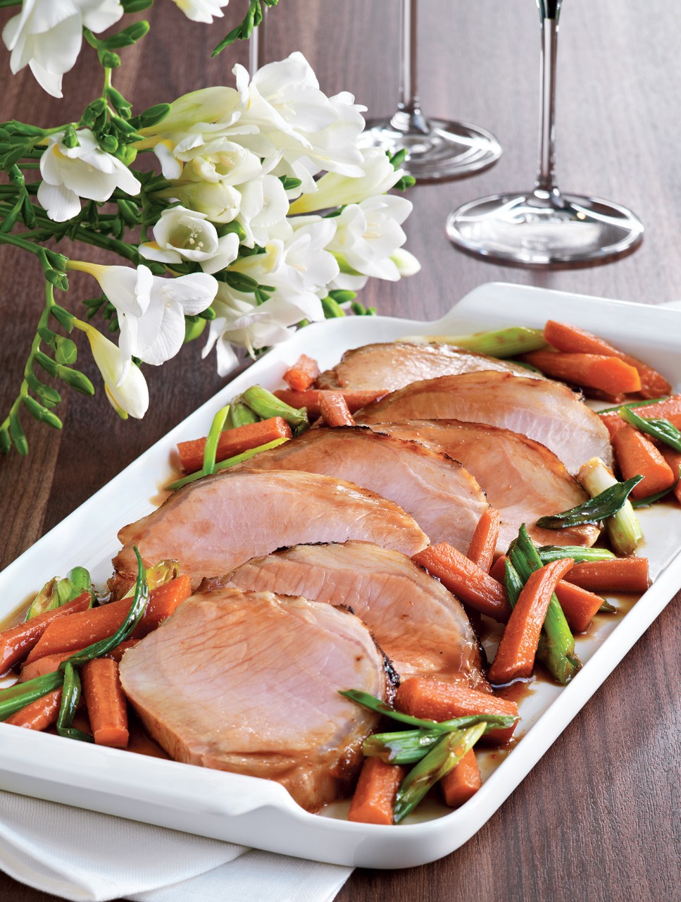 Pork Loin with Young Carrots in Soy-Ginger Glaze