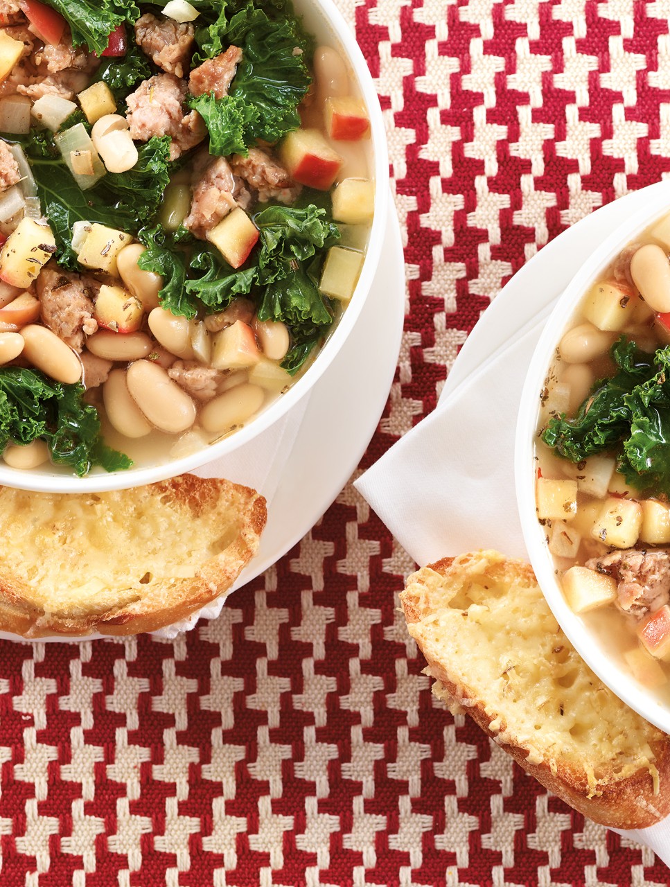 Sausage, White Bean & Kale Soup with Gruyère Toasts