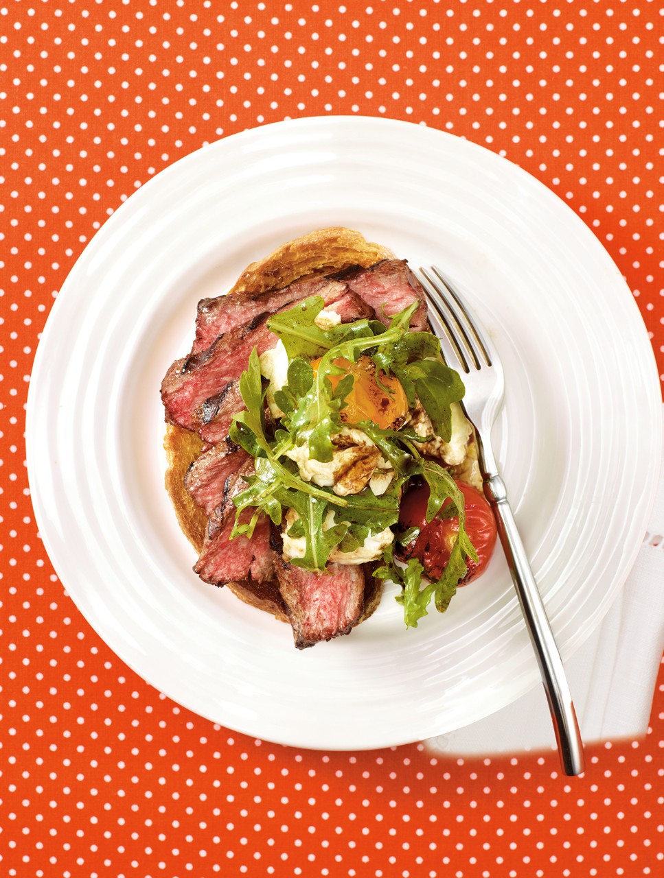 Grilled Steak, Buffalo Mozzarella & Tomato Tartine