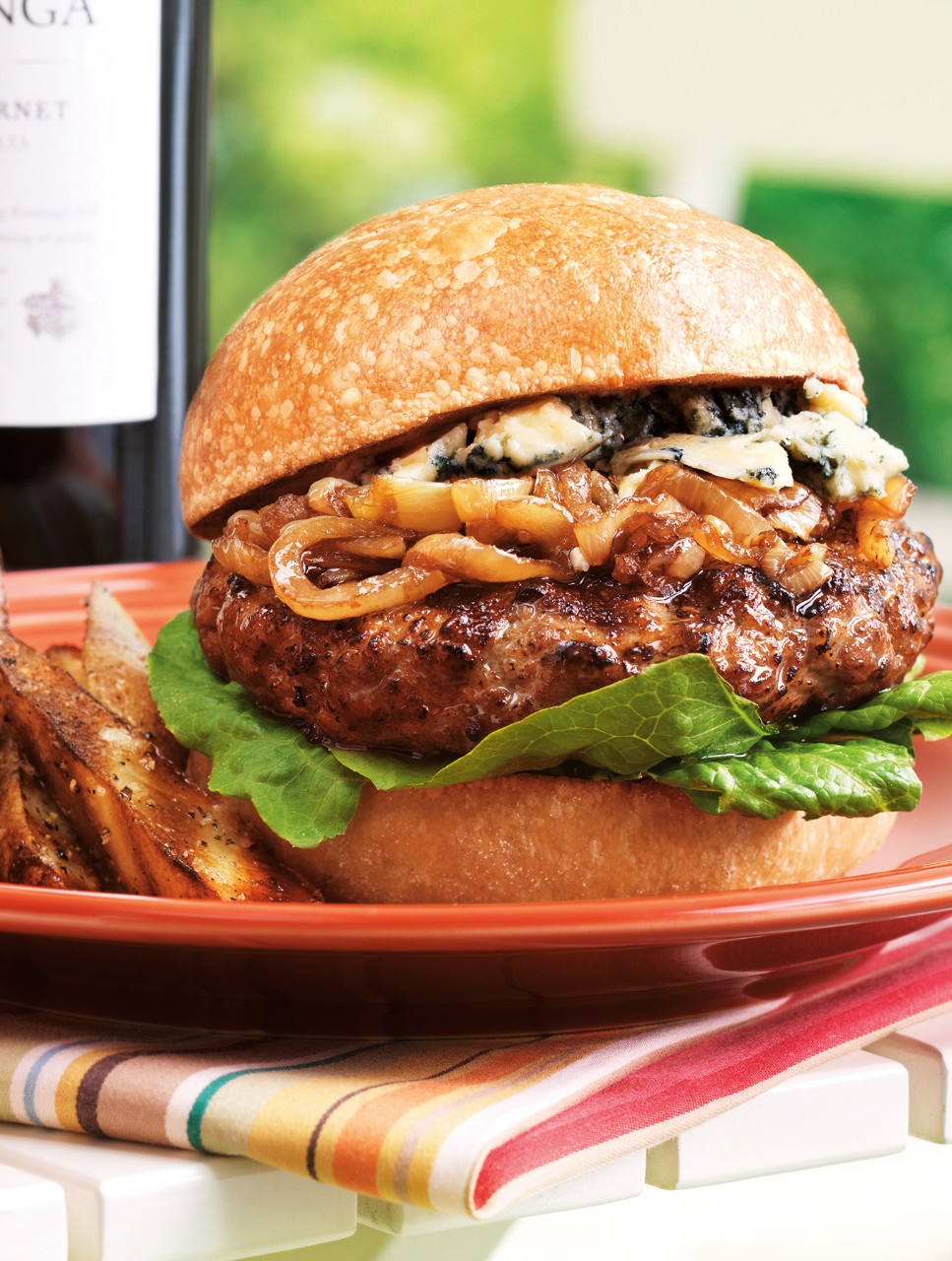 Best Basic Burger with Caramelized Onions & Blue Cheese