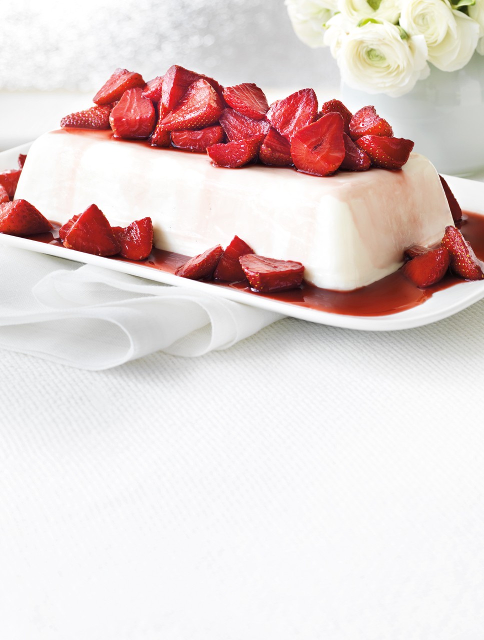 Buttermilk Jelly with Wine-Stewed Strawberries