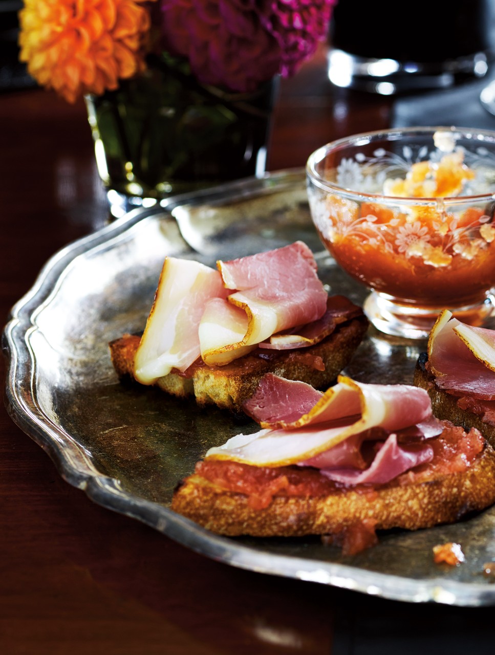 Westphalian Ham Toasts with Spiced Quince Jam