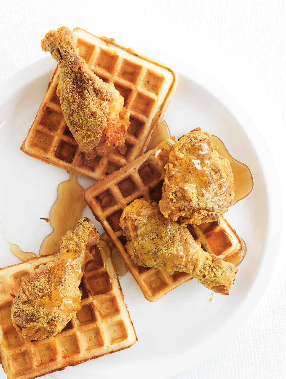 Southern-Style Crispy Baked Chicken & Cheddar Herb Waffles