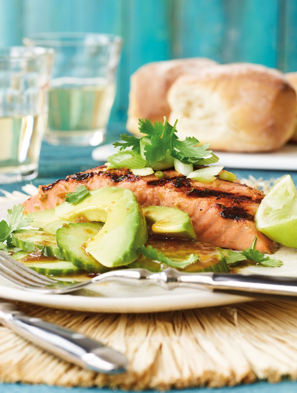Australian Lime & Ginger-Grilled Salmon with Salad