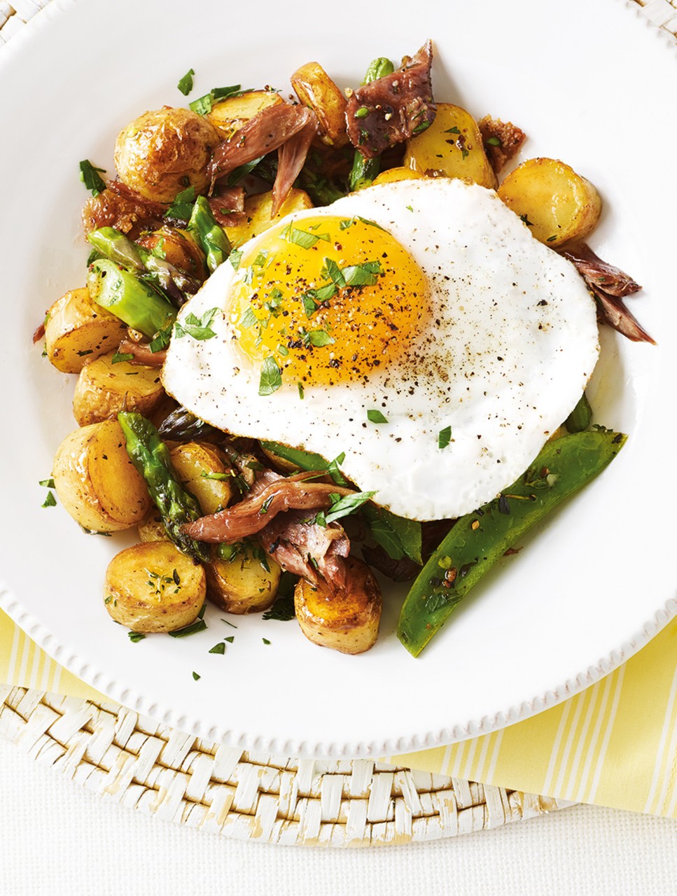 Duck Confit & Springtime Hash with Fried Duck Egg