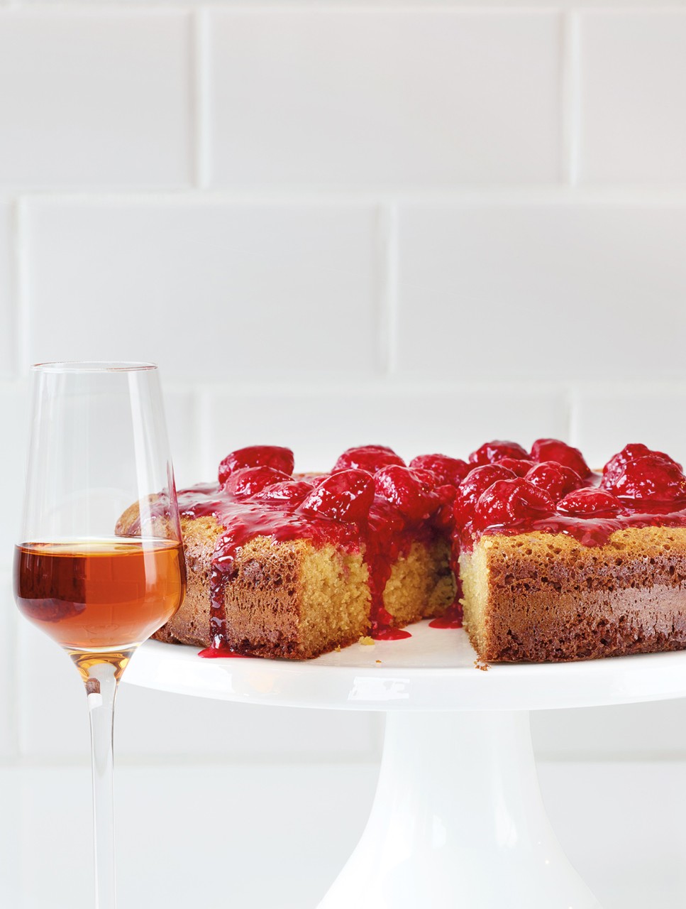 Almond Cake with Raspberry Compote