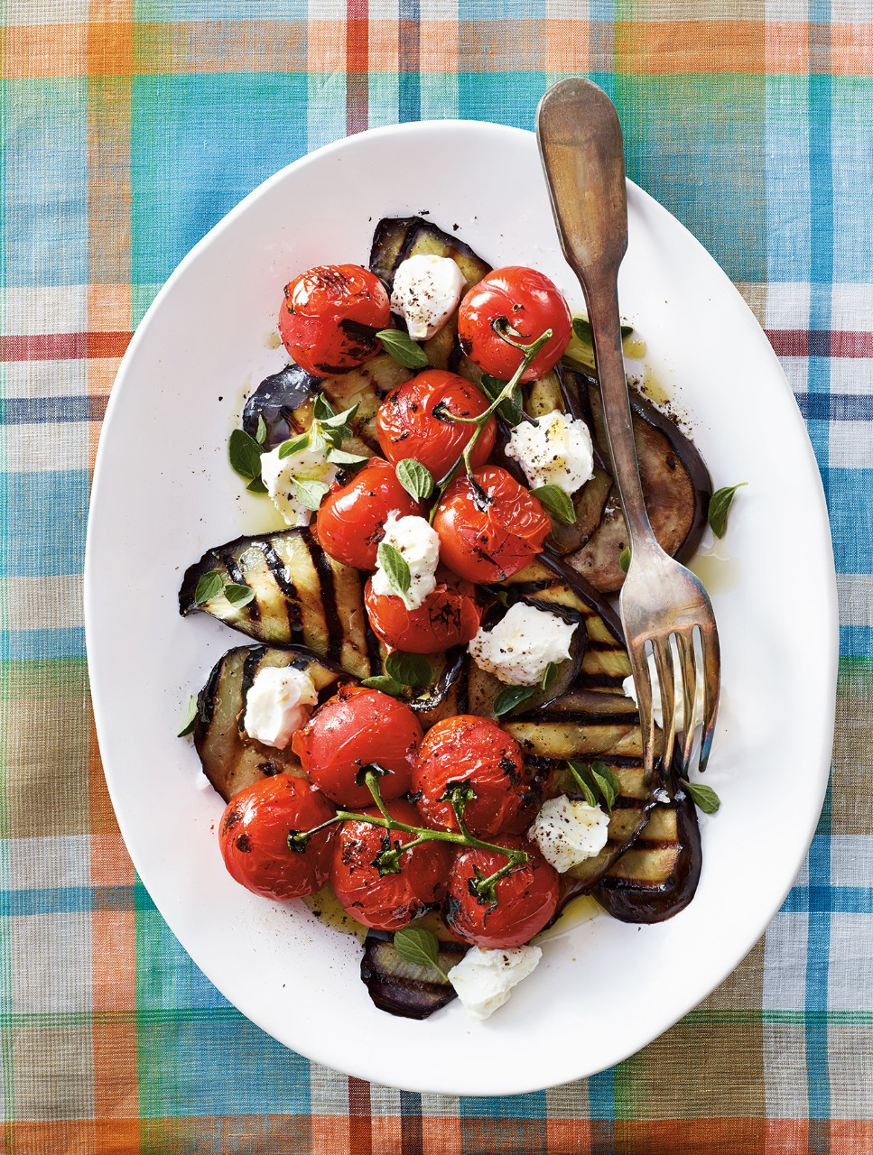 Grilled Eggplant & Tomatoes with Homemade Labneh