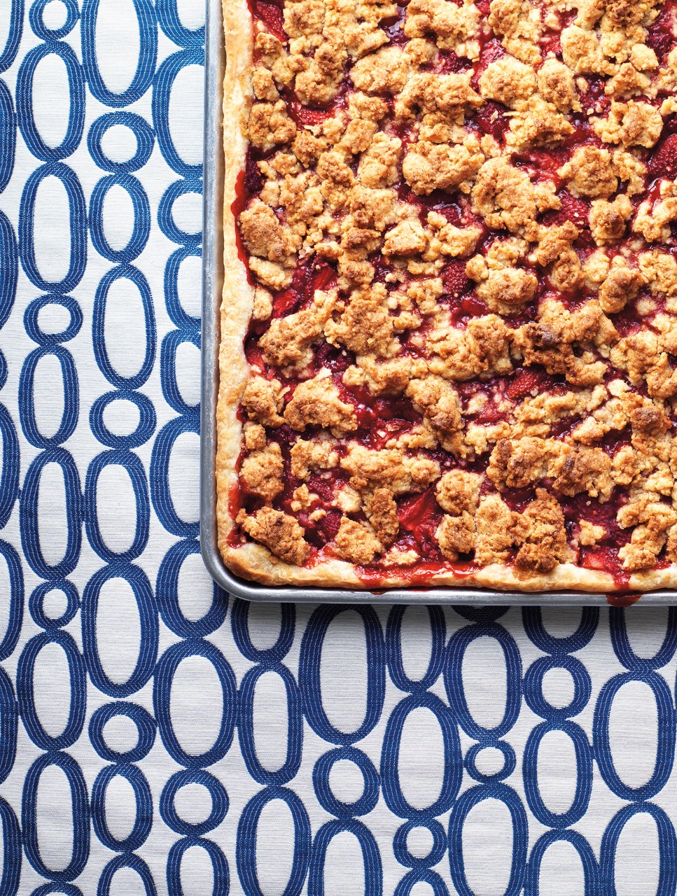 Strawberry, Raspberry & Toasted Coconut Crumble Pie