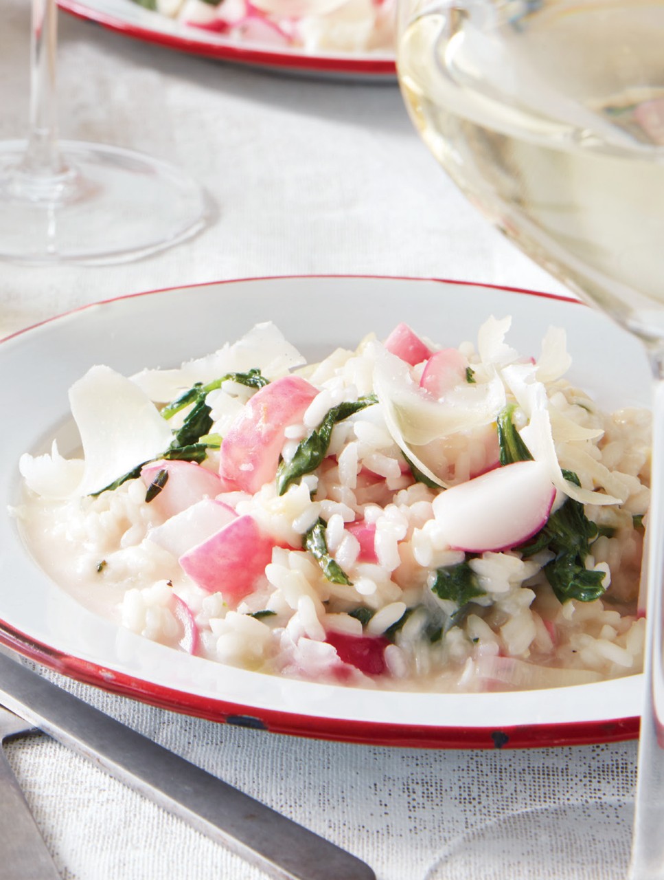 Early Summer Risotto with Radishes & Goat Cheese