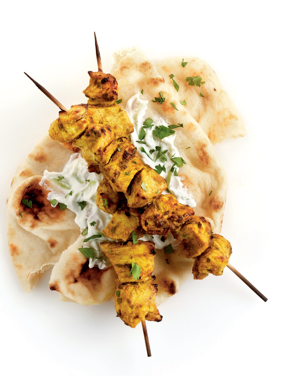 Curried Chicken Skewers with Lime-Yogurt Dipping Sauce