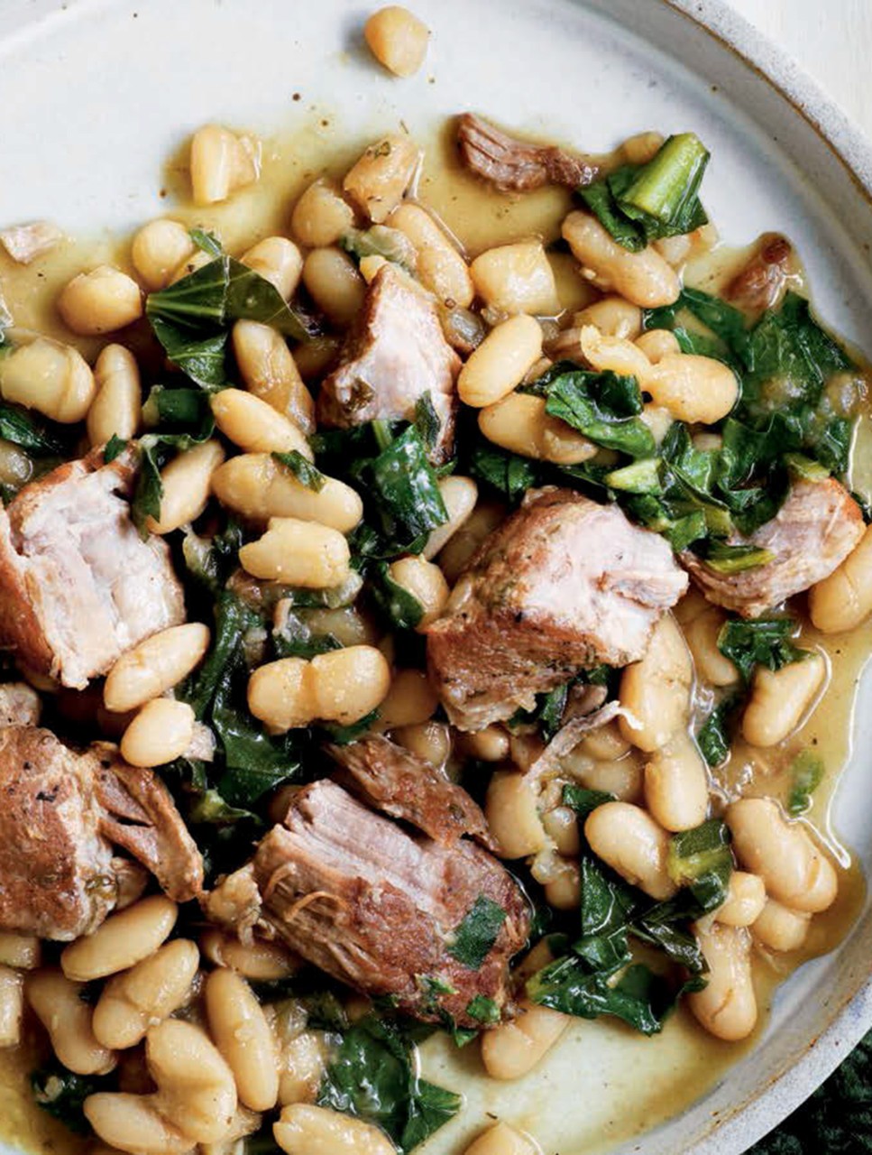 Italian Cannellini Beans with Braised Pork Shoulder & Bitter Greens