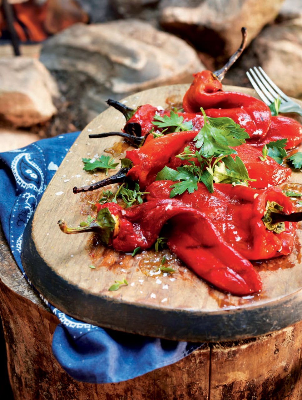 Fire-Roasted Peppers with Herbs