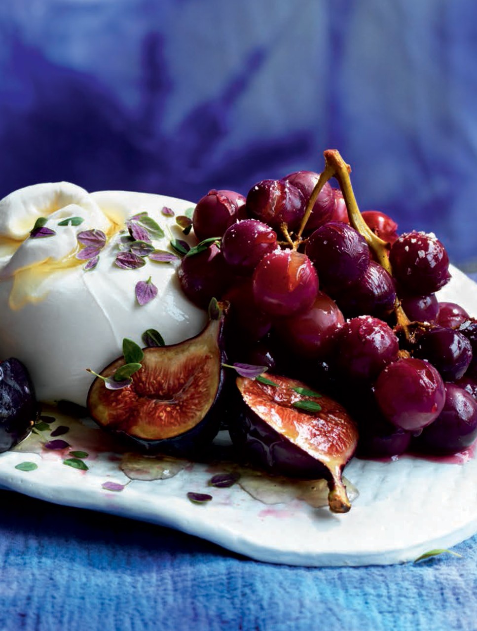 Burrata with Roasted Grapes & Figs