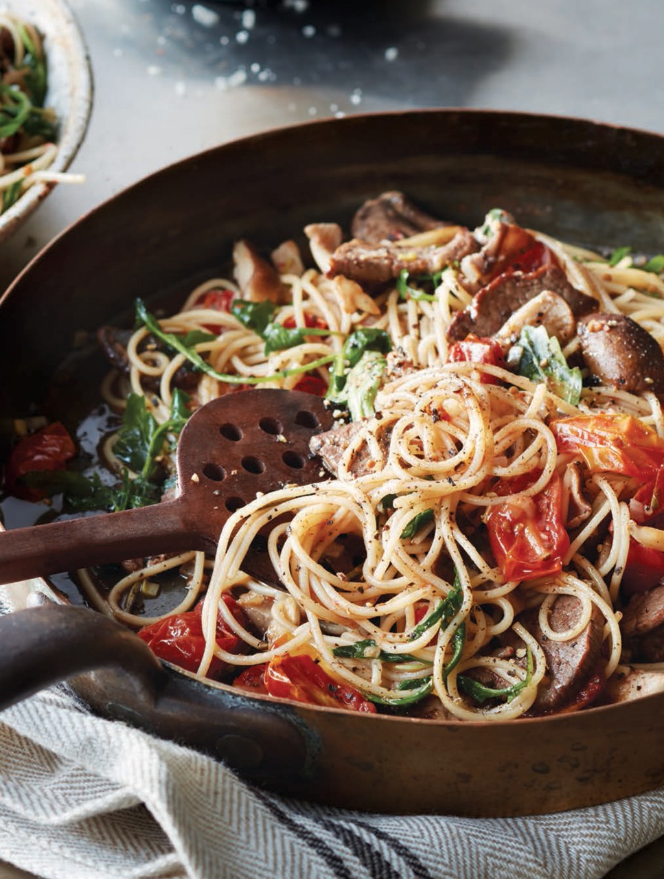 Beef Tenderloin & Rosemary Oven-Dried tomato Spaghettini