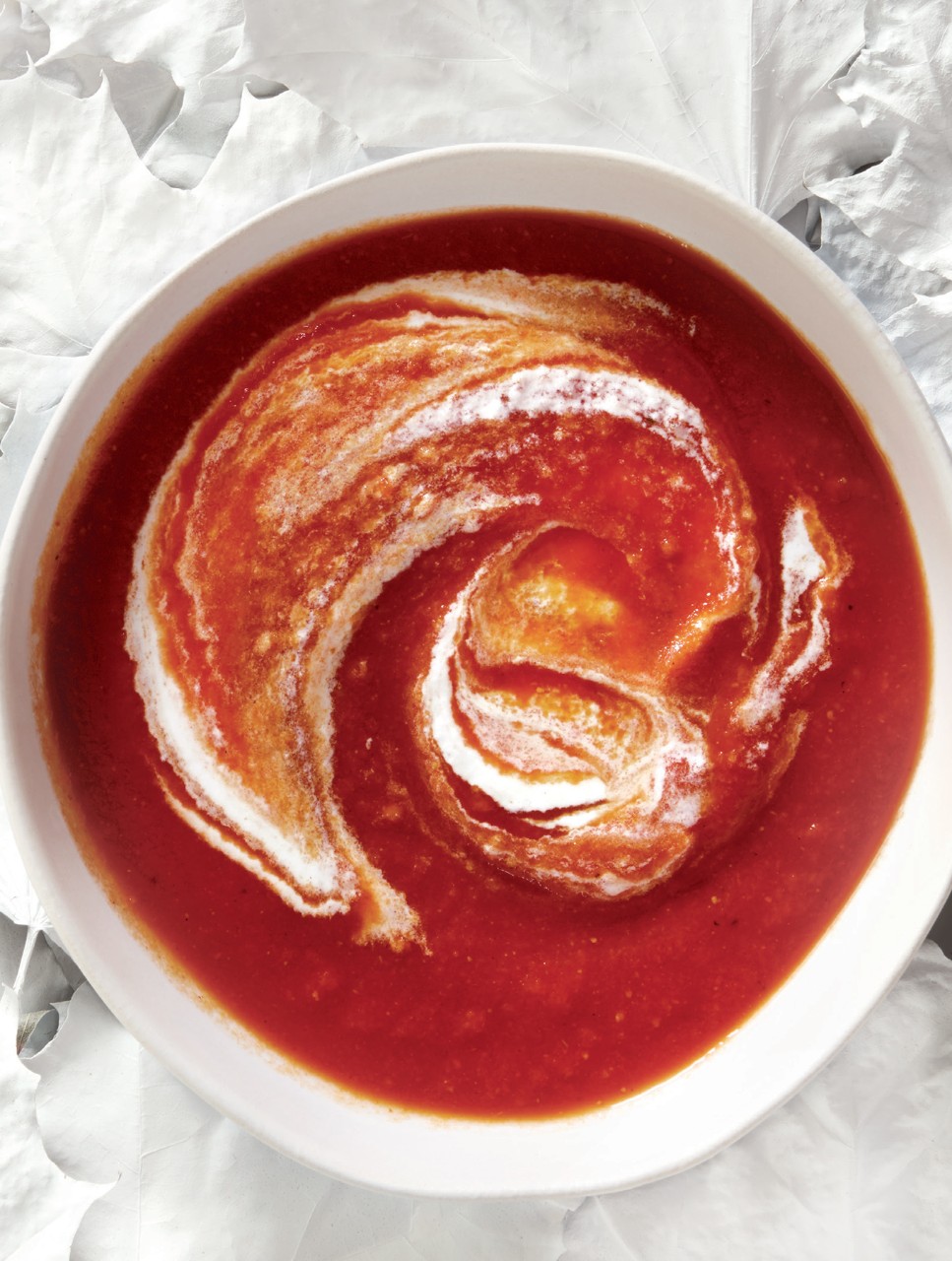 Chilled Curry Tomato Soup with Cashew Cream