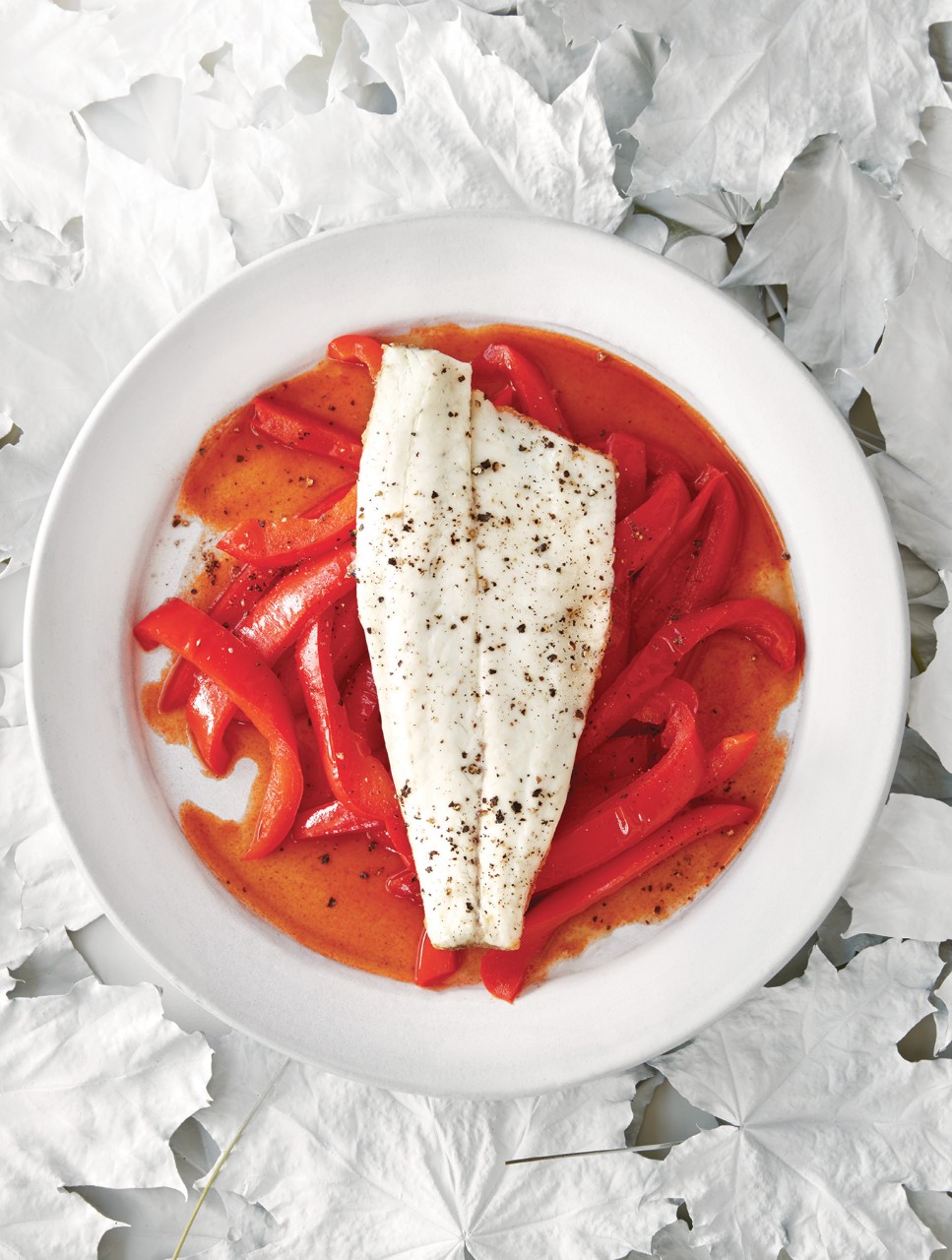 Sea Bass with Sweet & Sour Spanish Peppers