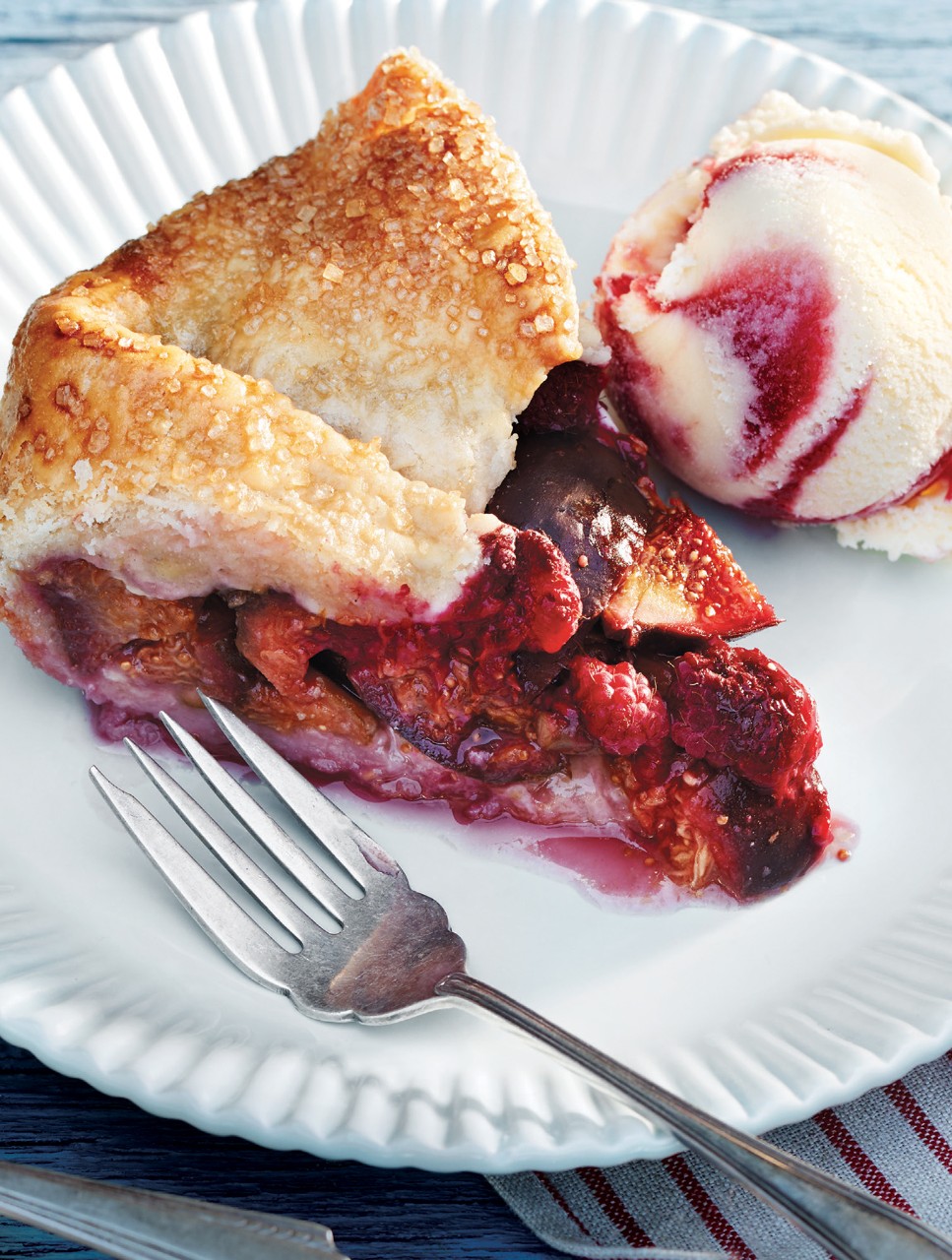 Fresh Fig and Raspberry Galette with Raspberry Swirl Ice Cream